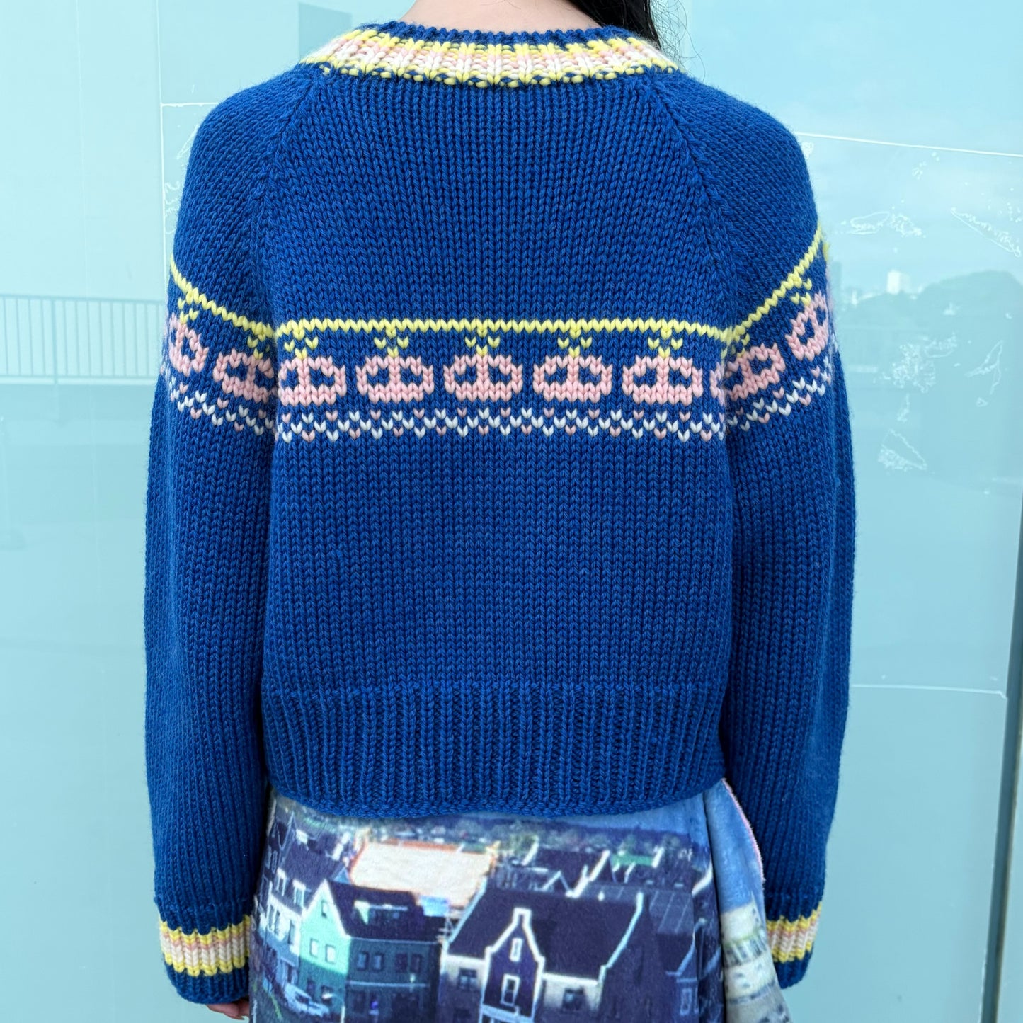 wool raglan ski lift sweater / blue / メランジウールラグラン長袖セーター