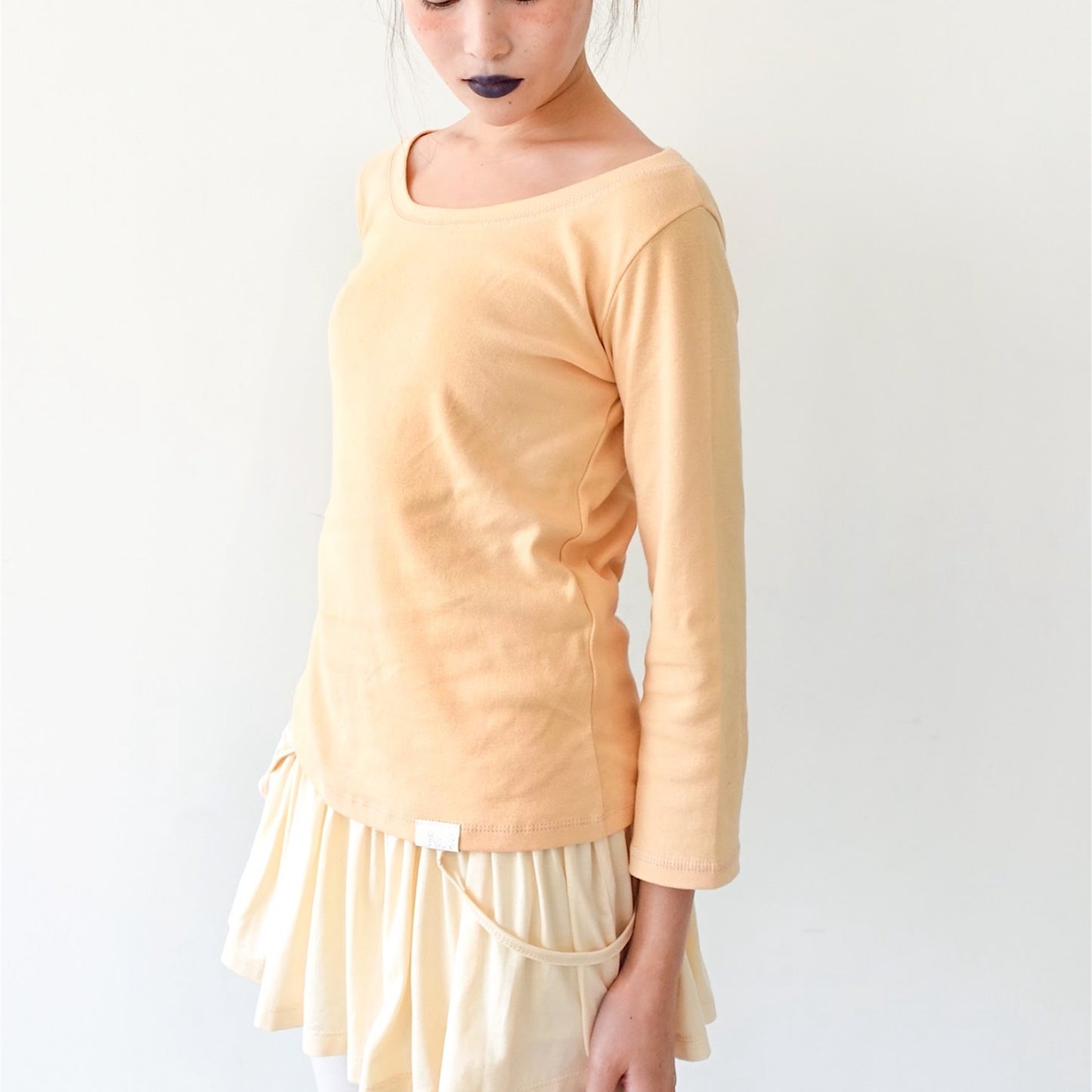 [fe.3] rib mellow top / apricot / リブメロウトップ