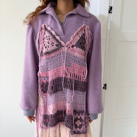 Knit Layered shirt top / Purple / ニットレイヤードトップ