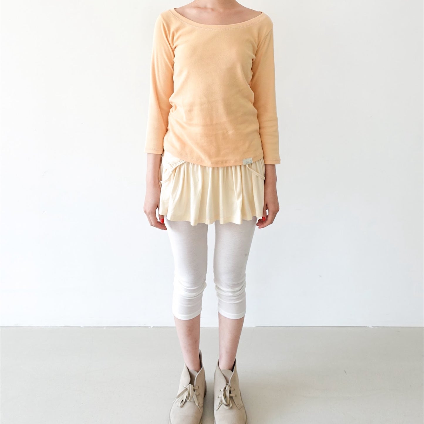 [fe.3] rib mellow top / apricot / リブメロウトップ