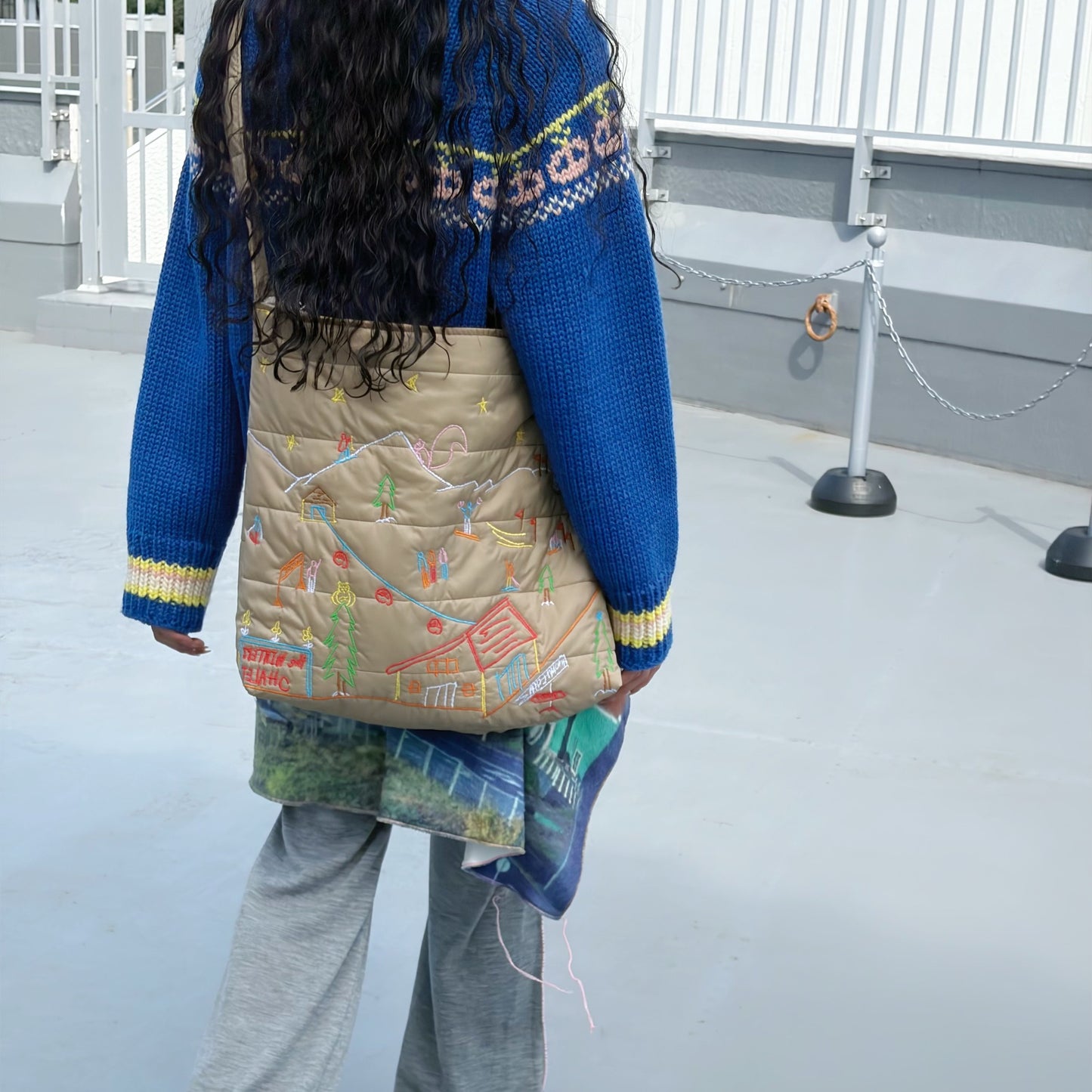 wool raglan ski lift sweater / blue / メランジウールラグラン長袖セーター