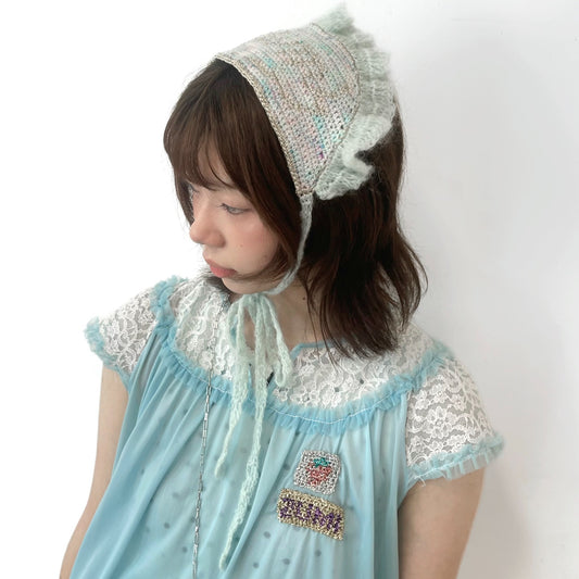 Mini bonnet / mint mix / ミニボンネット