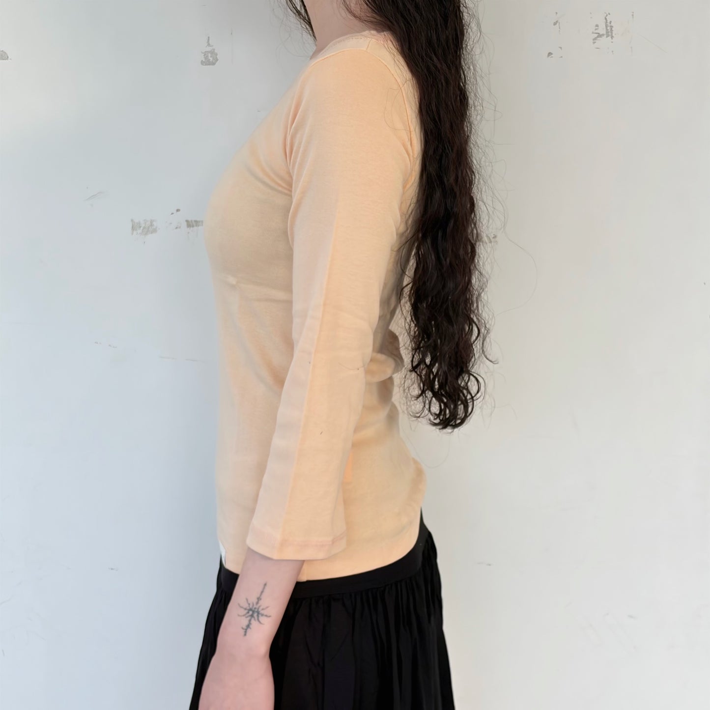 [fe.3] rib mellow top / apricot / リブメロウトップ