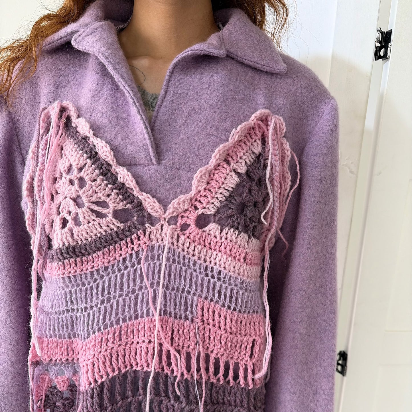 Knit Layered shirt top / Purple / ニットレイヤードトップ