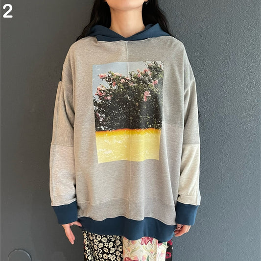 TWO-TONE HOODIE / BLUE YELLOW / 2トーンフーディー