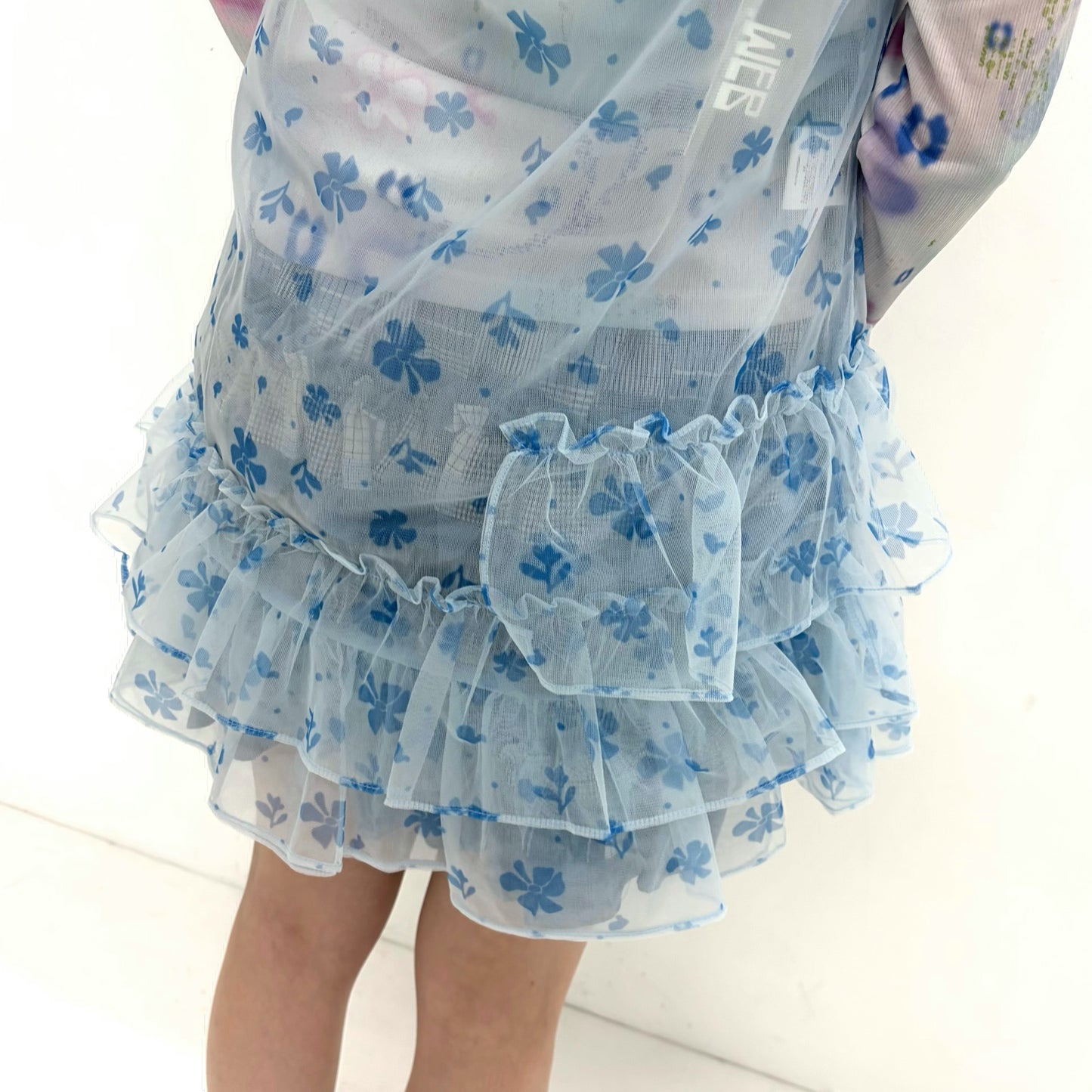 Mesh Ruffled Layered Dress / Blue / メッシュラッフルドレス