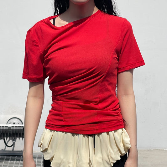 twisted top / red / ツイストTシャツ