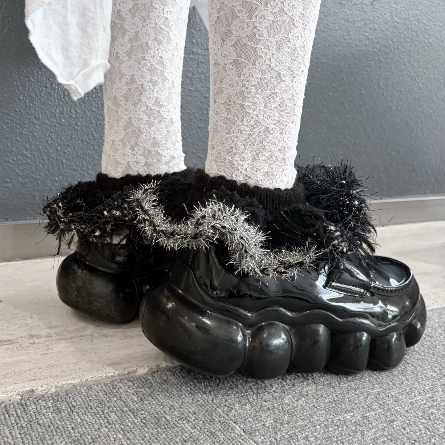Ankle knitted band short / Black / アンクルニットバンド