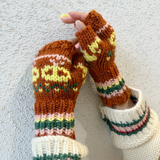 fingerless gloves / brown / フィンガーレスグローブ