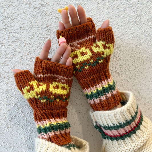 fingerless gloves / brown / フィンガーレスグローブ
