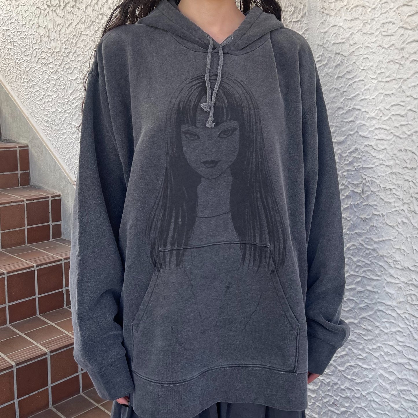 ミキオサカベ 伊藤潤二 富江 ウォッシュド プリント パーカー TOMIE WASHED PRINT PARKA / BLACK / 伊藤潤二『富江