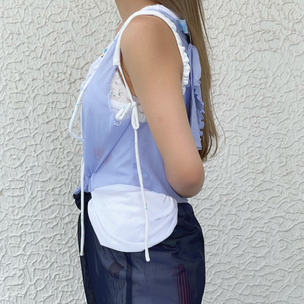 cry forever / white×light blue×navy / ノースリーブワンピース
