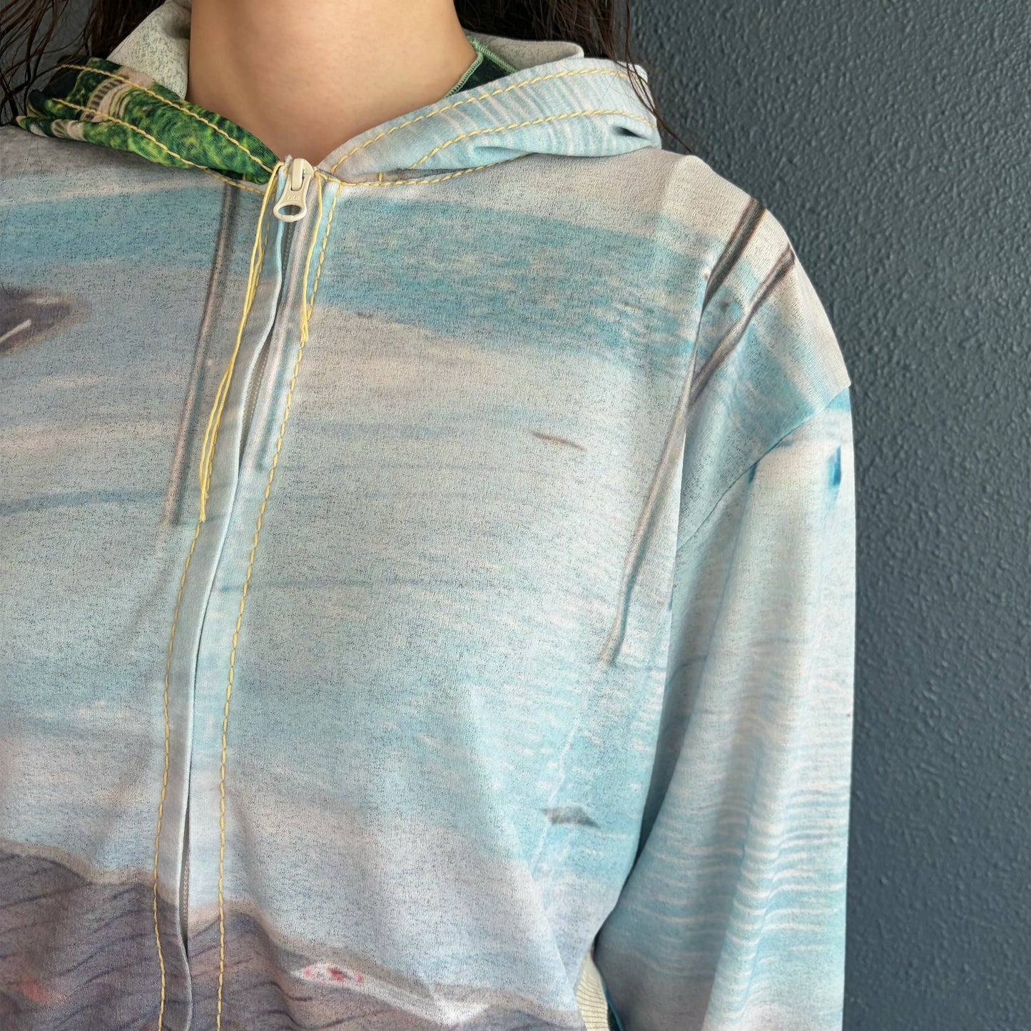 print zip up hoodie / pool / プリントジップアップフーディー