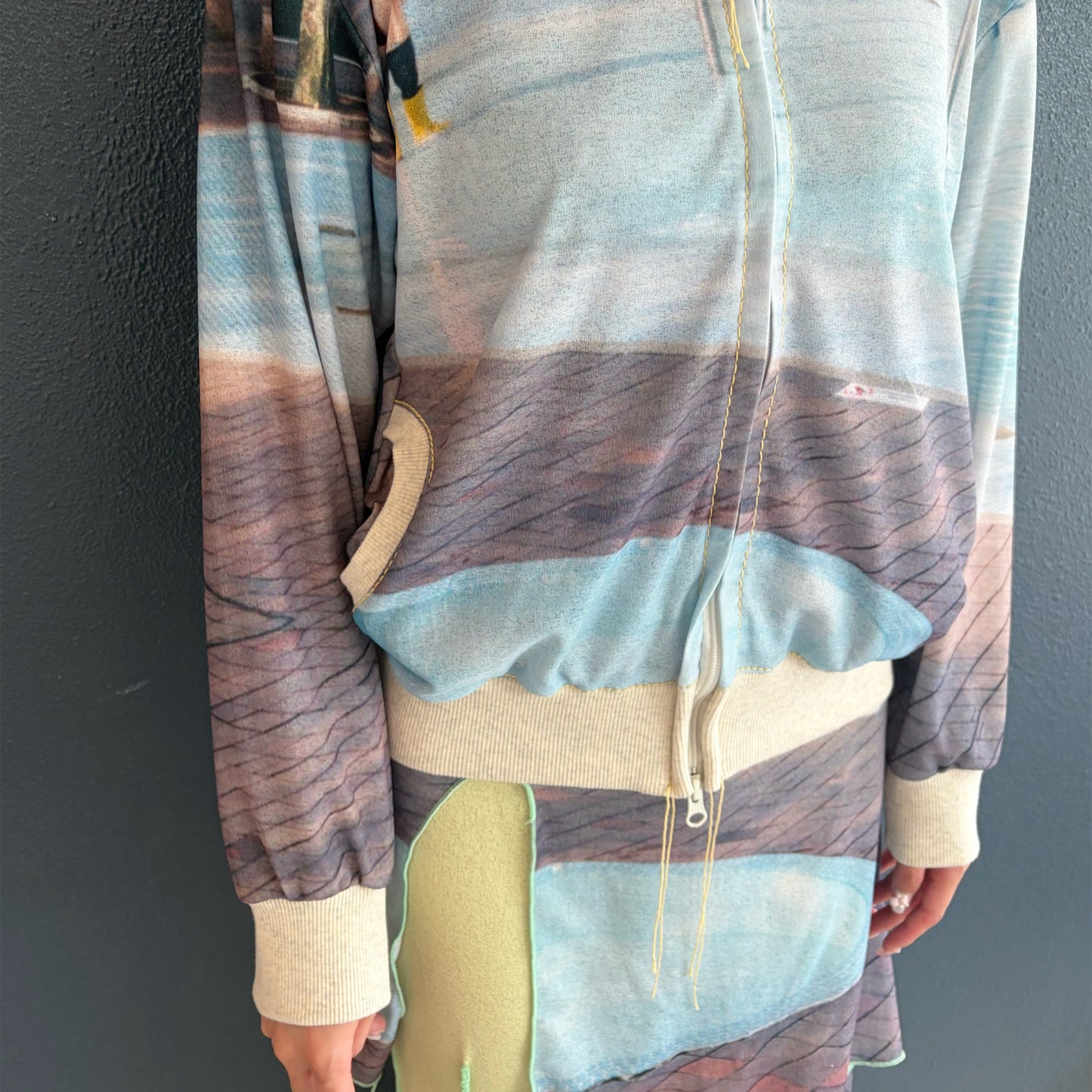 print zip up hoodie / pool / プリントジップアップフーディー