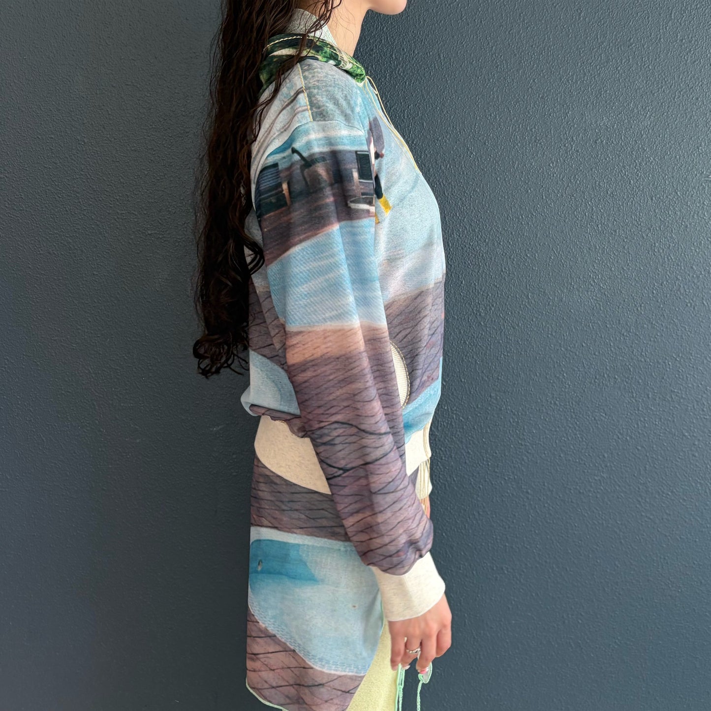 print zip up hoodie / pool / プリントジップアップフーディー