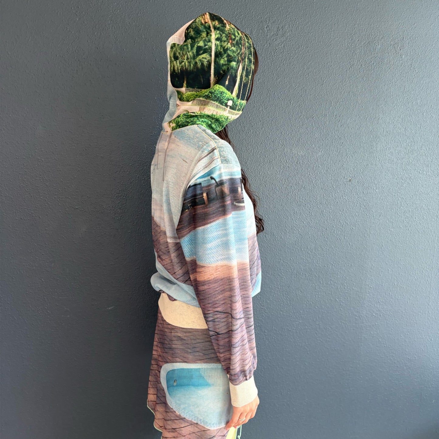 print zip up hoodie / pool / プリントジップアップフーディー