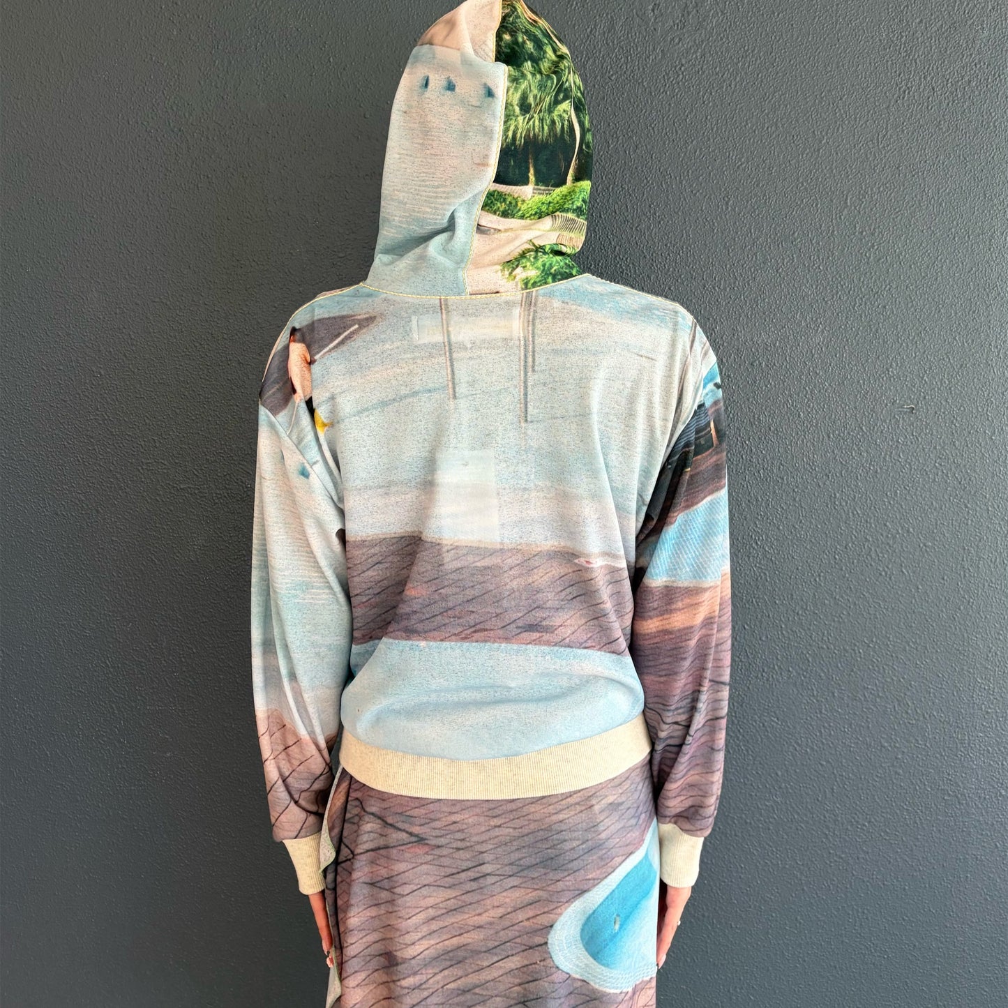 print zip up hoodie / pool / プリントジップアップフーディー