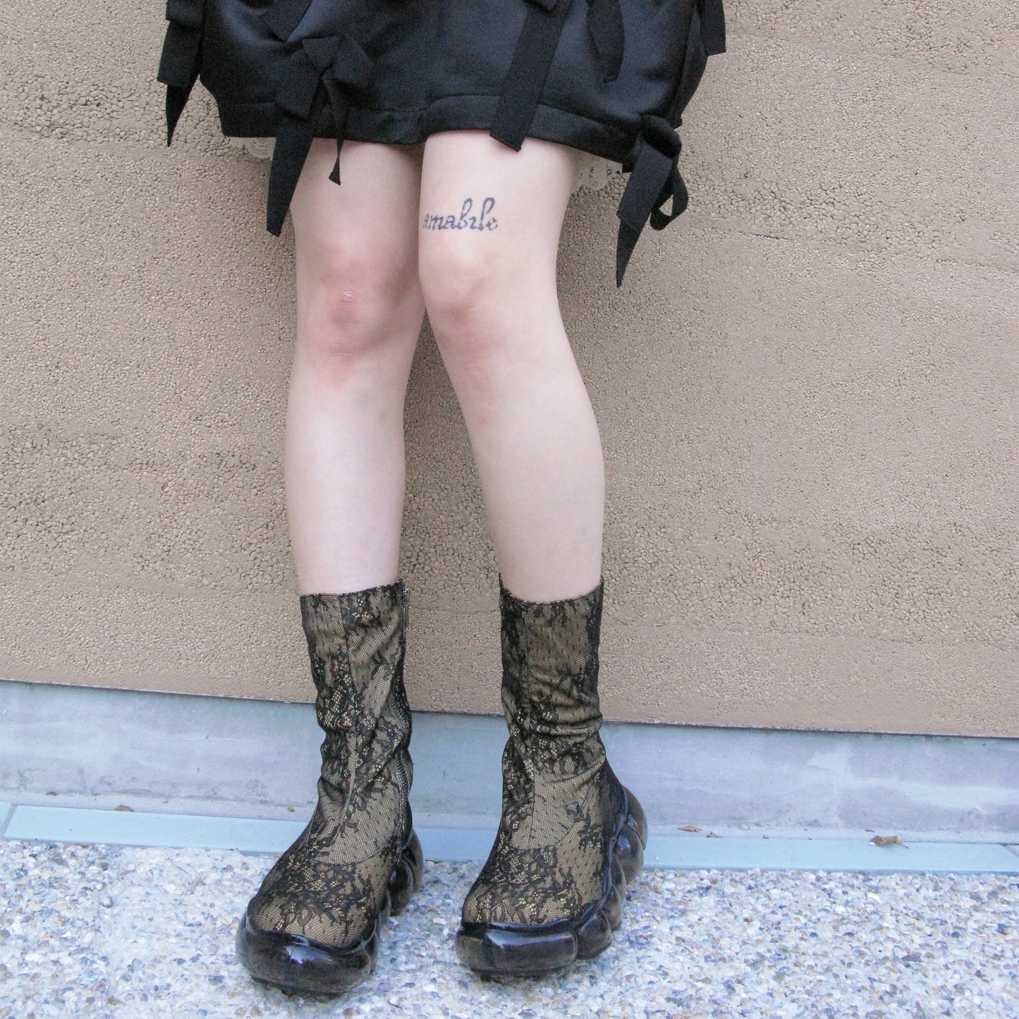 JEWELRYLACE TIGHTS BOOTS / BLACK / MIKIOSAKABEレースブーツ