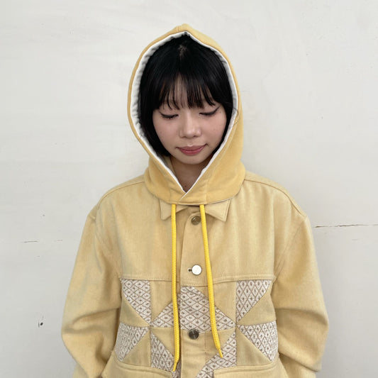 REVERSIBLE HOOD PARTS / YELLOW / リバーシブルフード