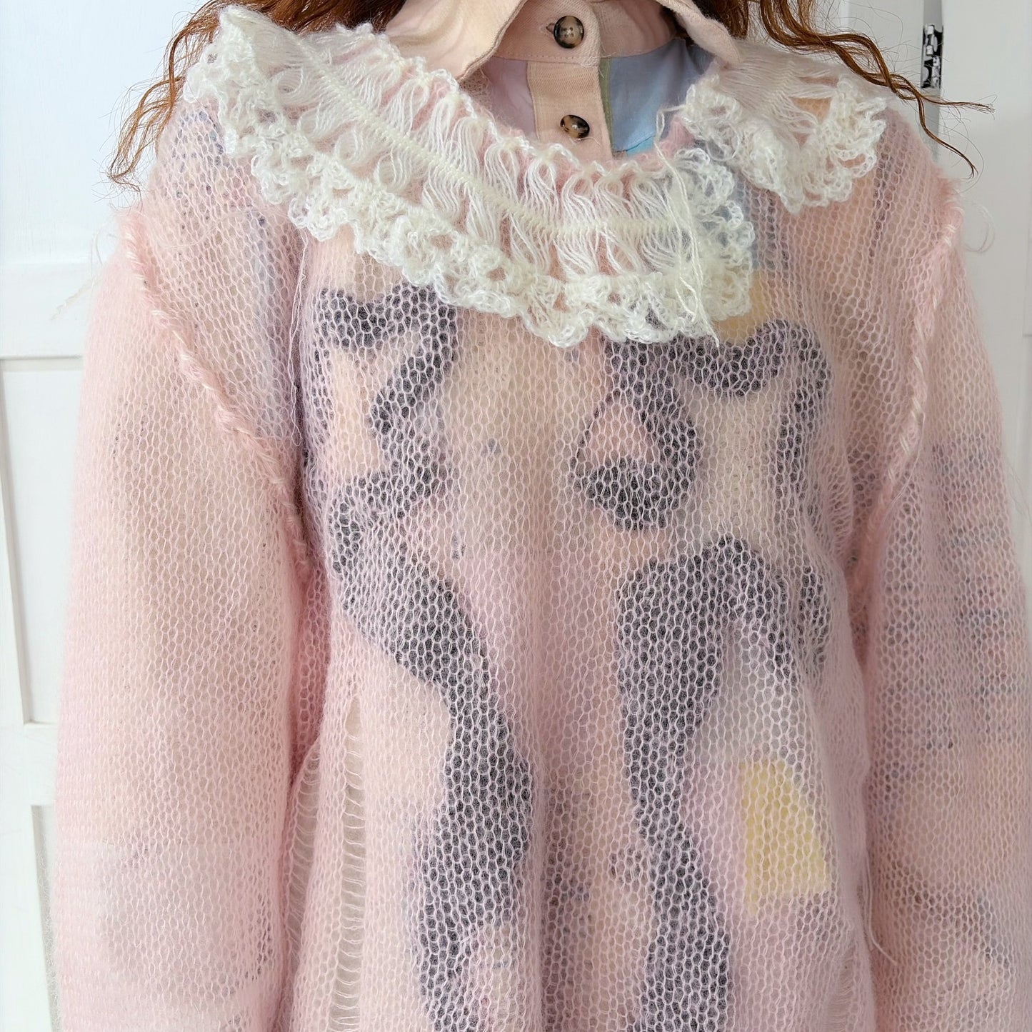 Flower shadow knit jumper / Pink / フラワーニット