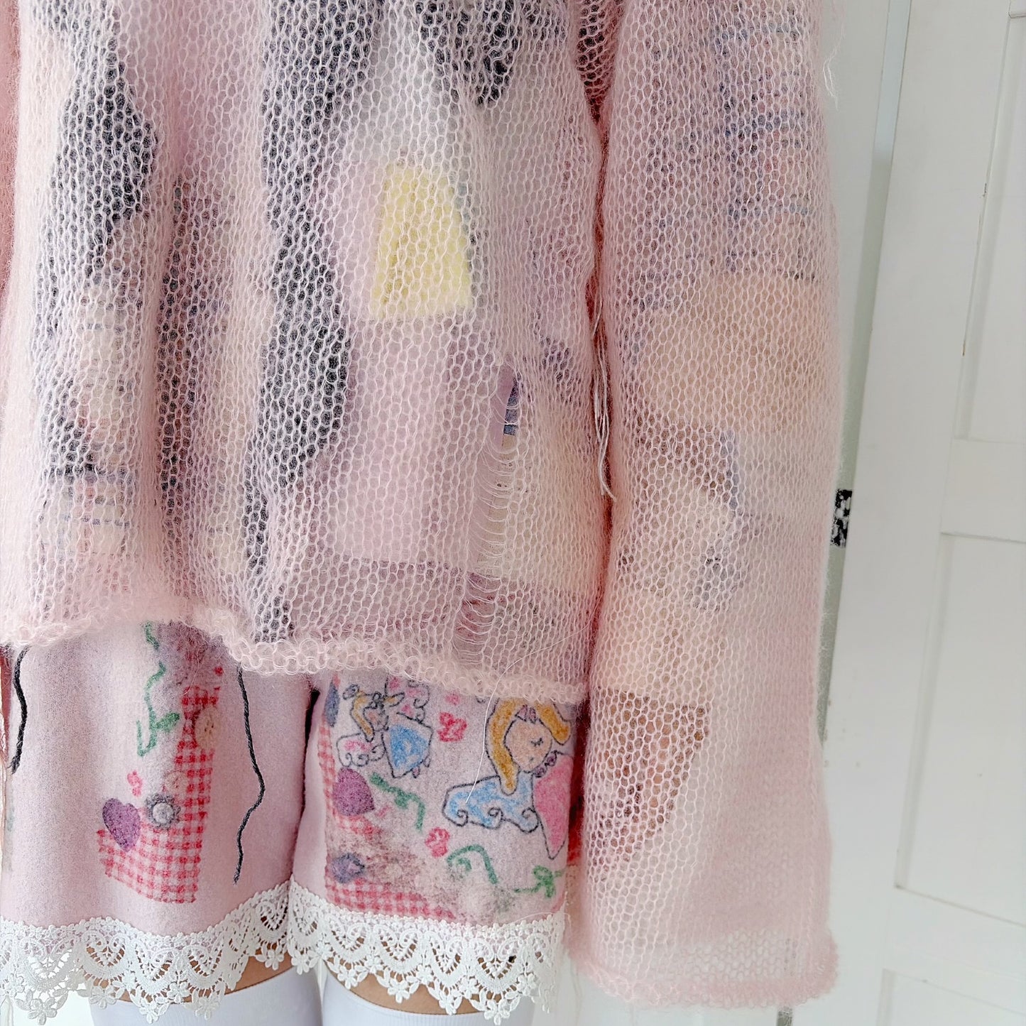Flower shadow knit jumper / Pink / フラワーニット