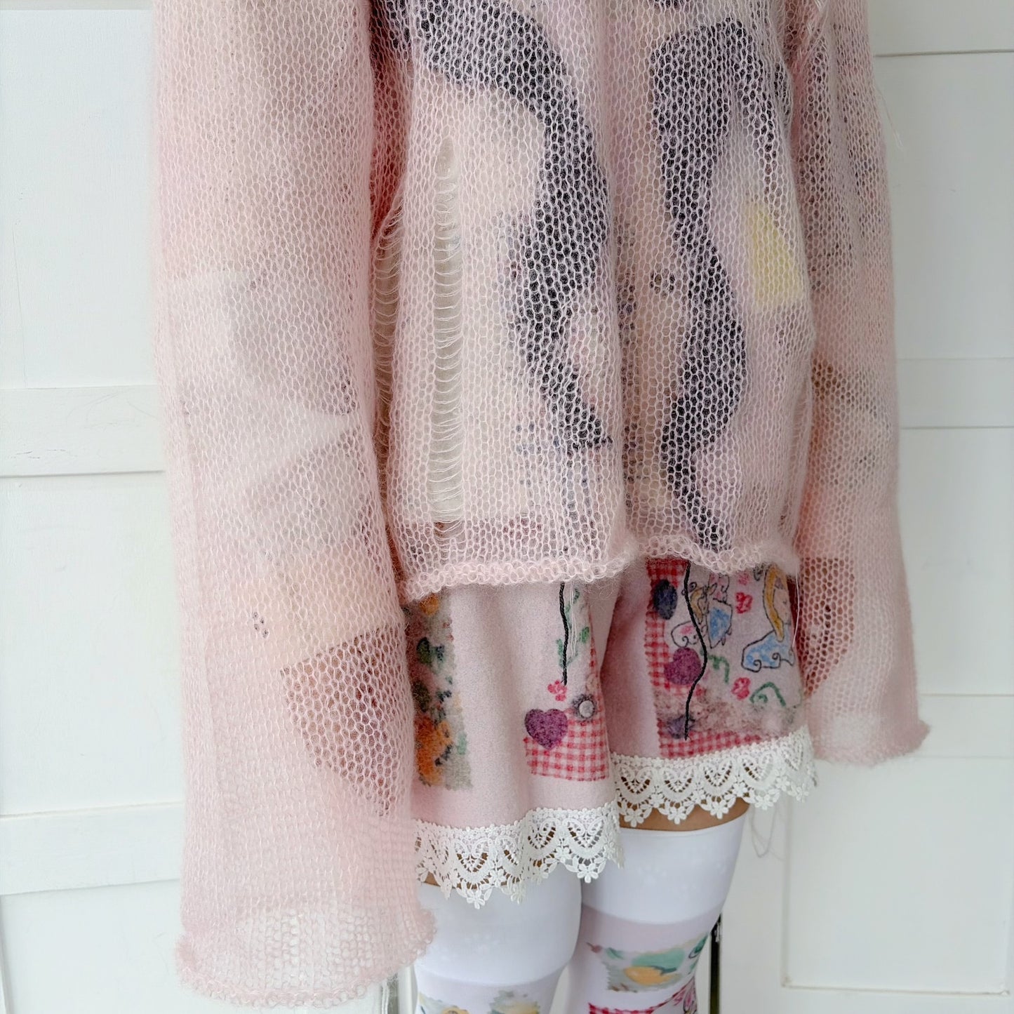 Flower shadow knit jumper / Pink / フラワーニット