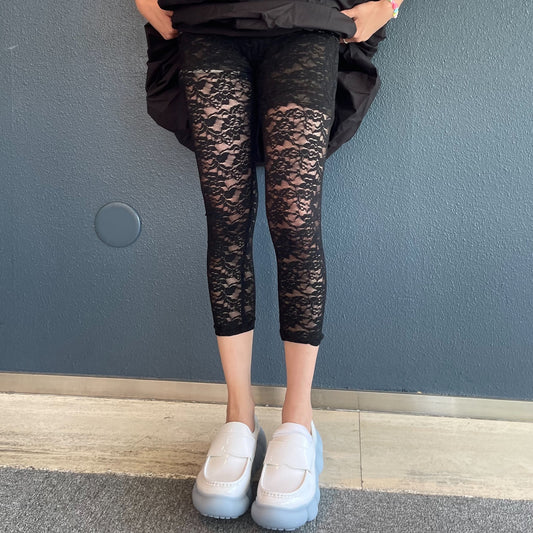 Carry lace leggings / Black / レースレギンス