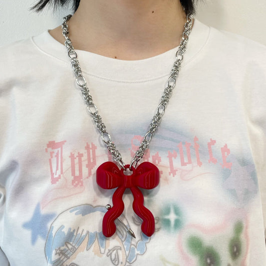 RIBBON NECKLACE / Red / リボンネックレス