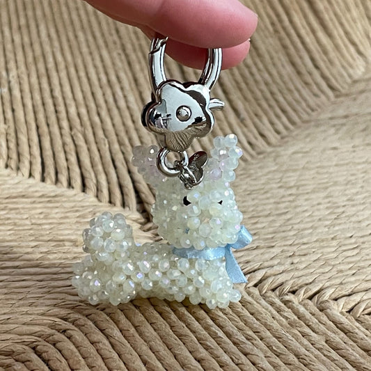 Creamy Rabbit Key Ring / うさぎのビーズキーリング