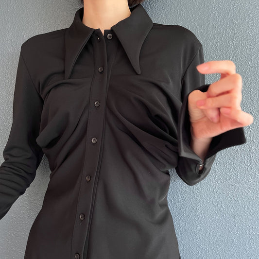 Heidi shirt / black / ギャザーシャツ