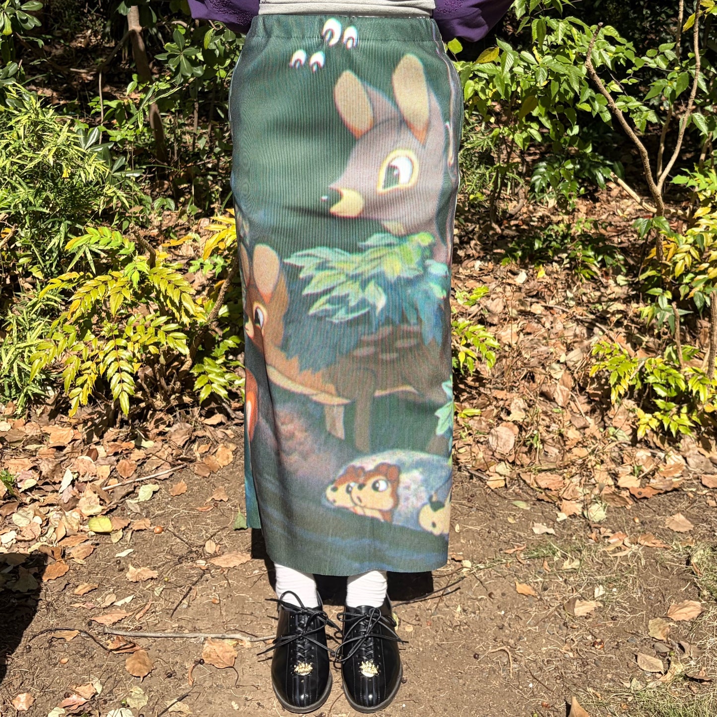 PRINT RIB SKIRT / SNOW WHITE / プリントリブスカート