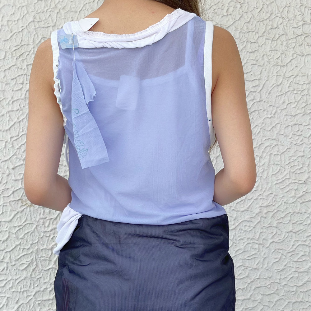 cry forever / white×light blue×navy / ノースリーブワンピース