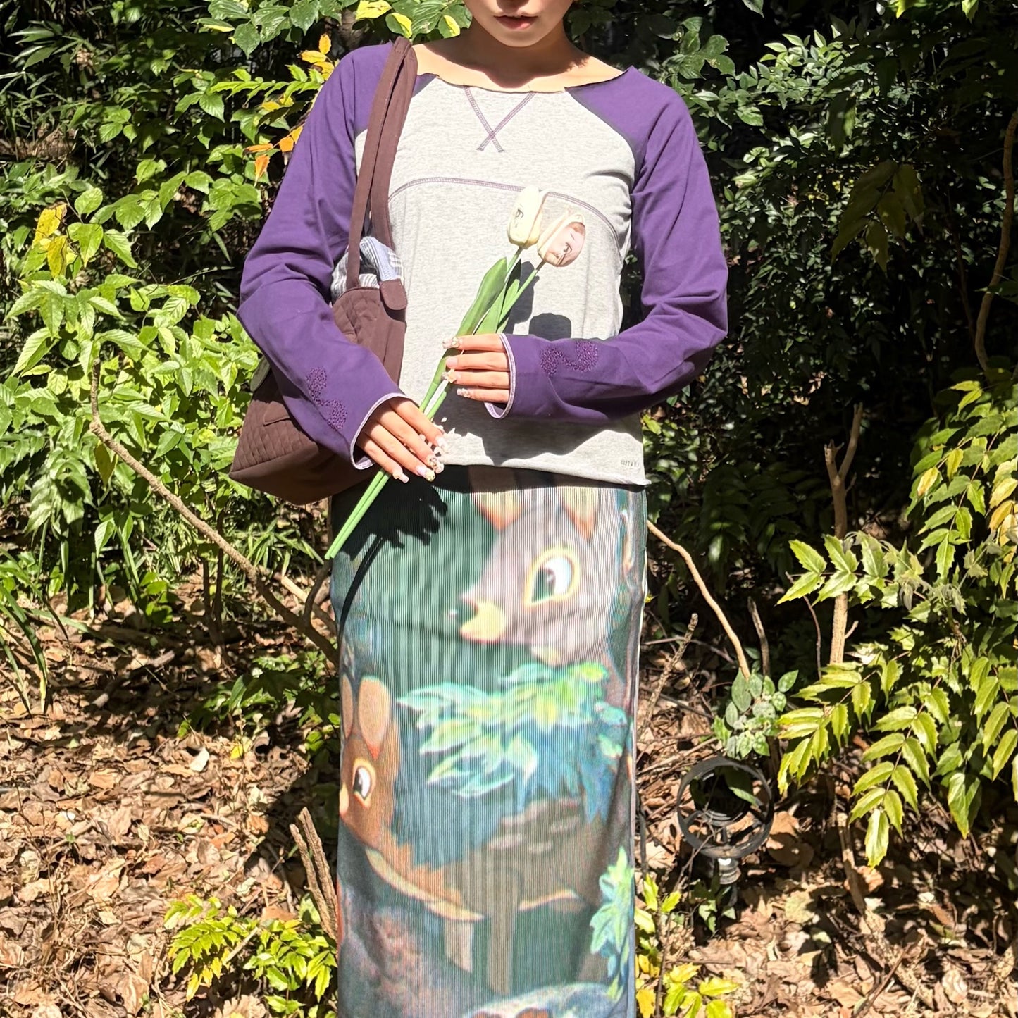 PRINT RIB SKIRT / SNOW WHITE / プリントリブスカート