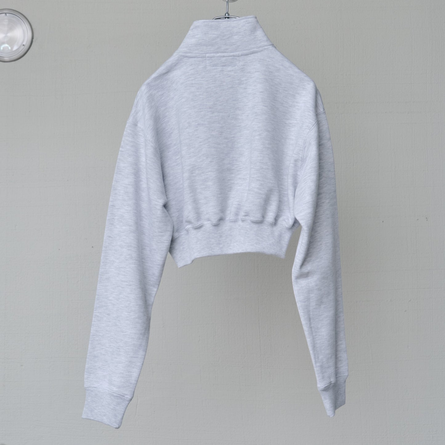 CROPPED HALF-ZIP "MAIN CHARACTER" SWEAT / GRAY / ハーフジップスウェット