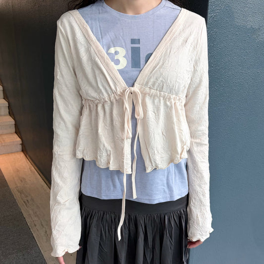 [fe.3] aya cardigan / light beige / ギャザーカーディガン