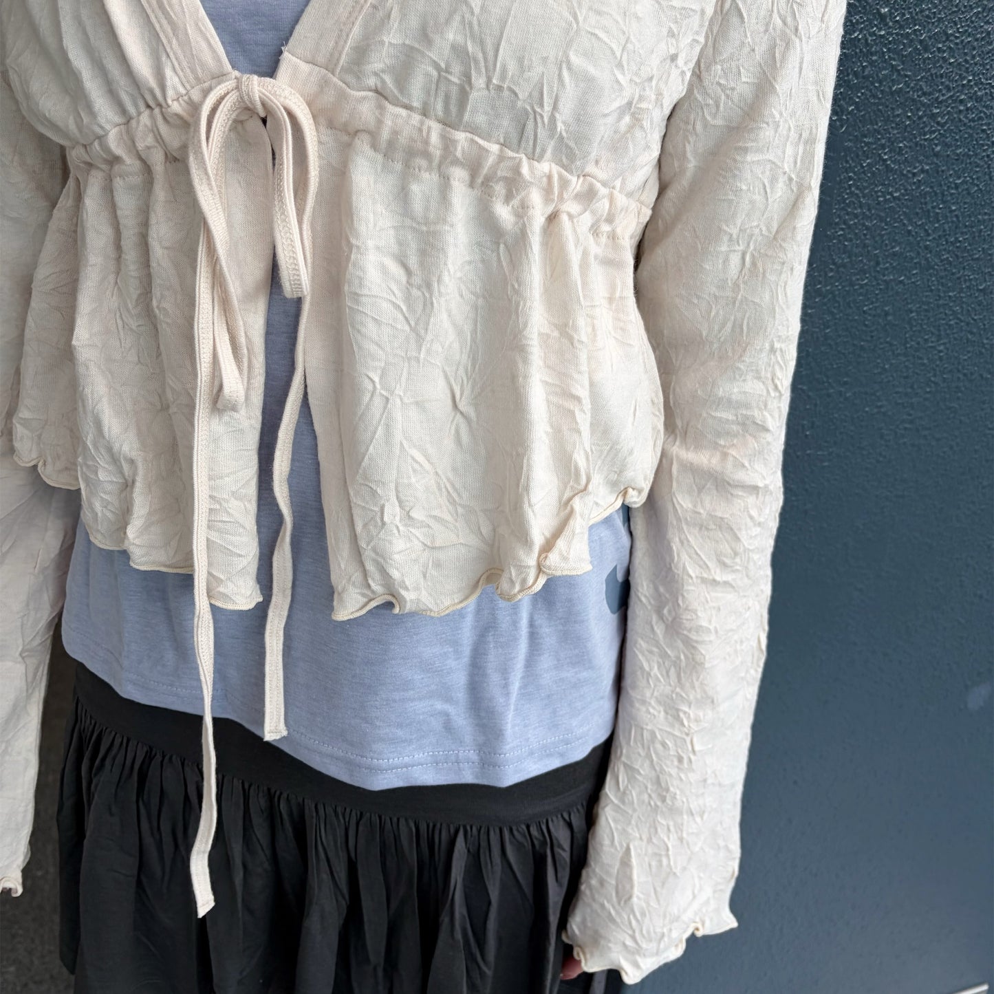 [fe.3] aya cardigan / light beige / ギャザーカーディガン