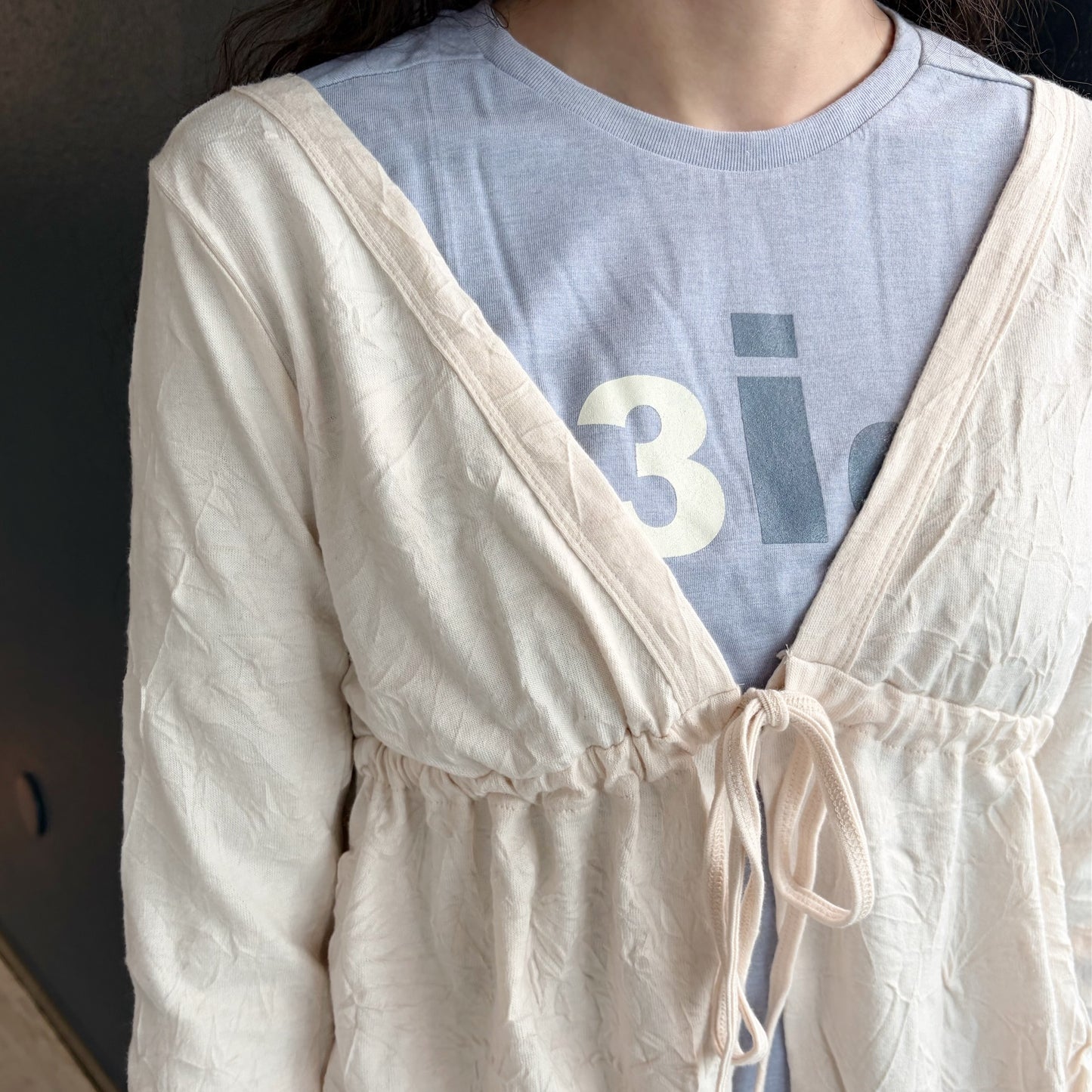 [fe.3] aya cardigan / light beige / ギャザーカーディガン