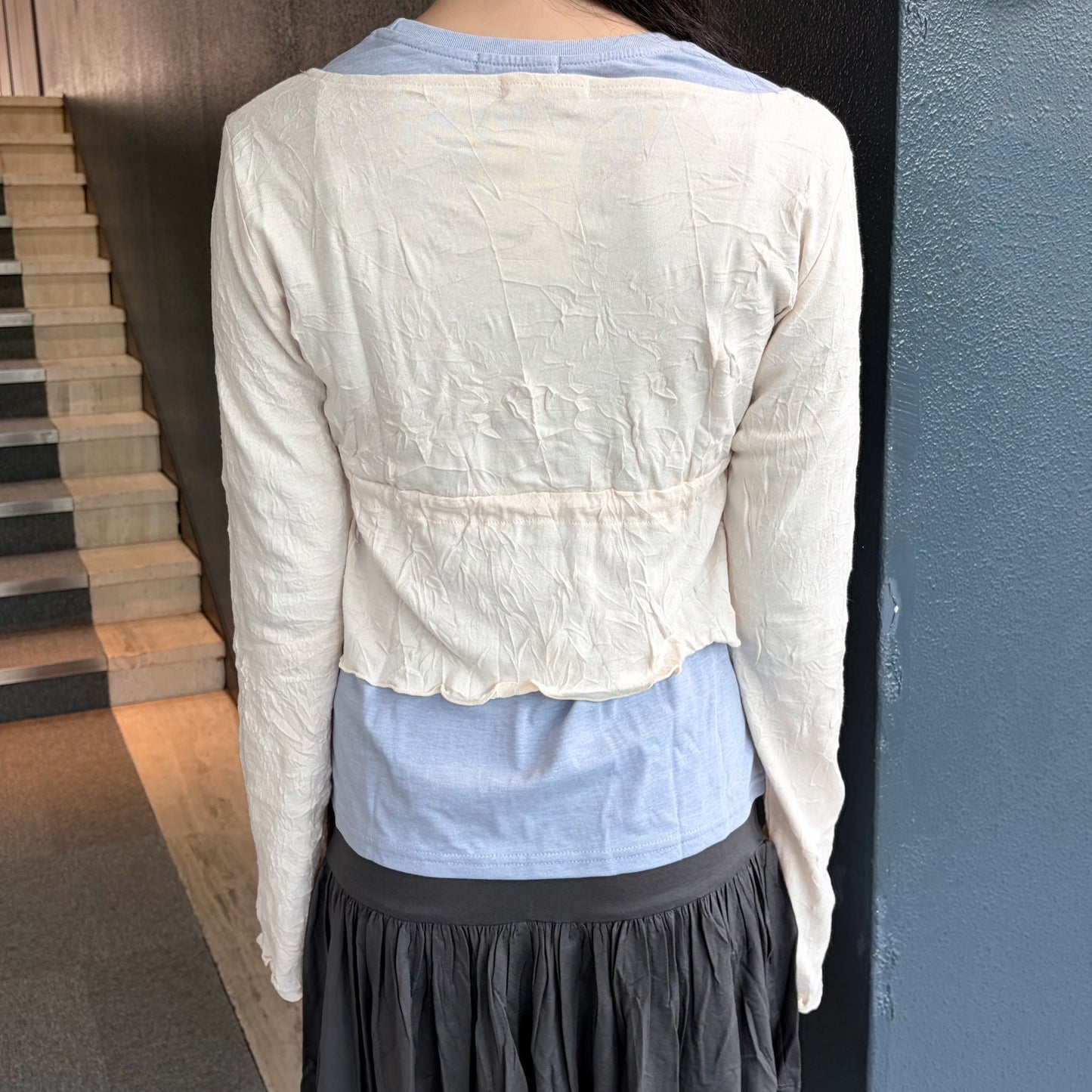 [fe.3] aya cardigan / light beige / ギャザーカーディガン