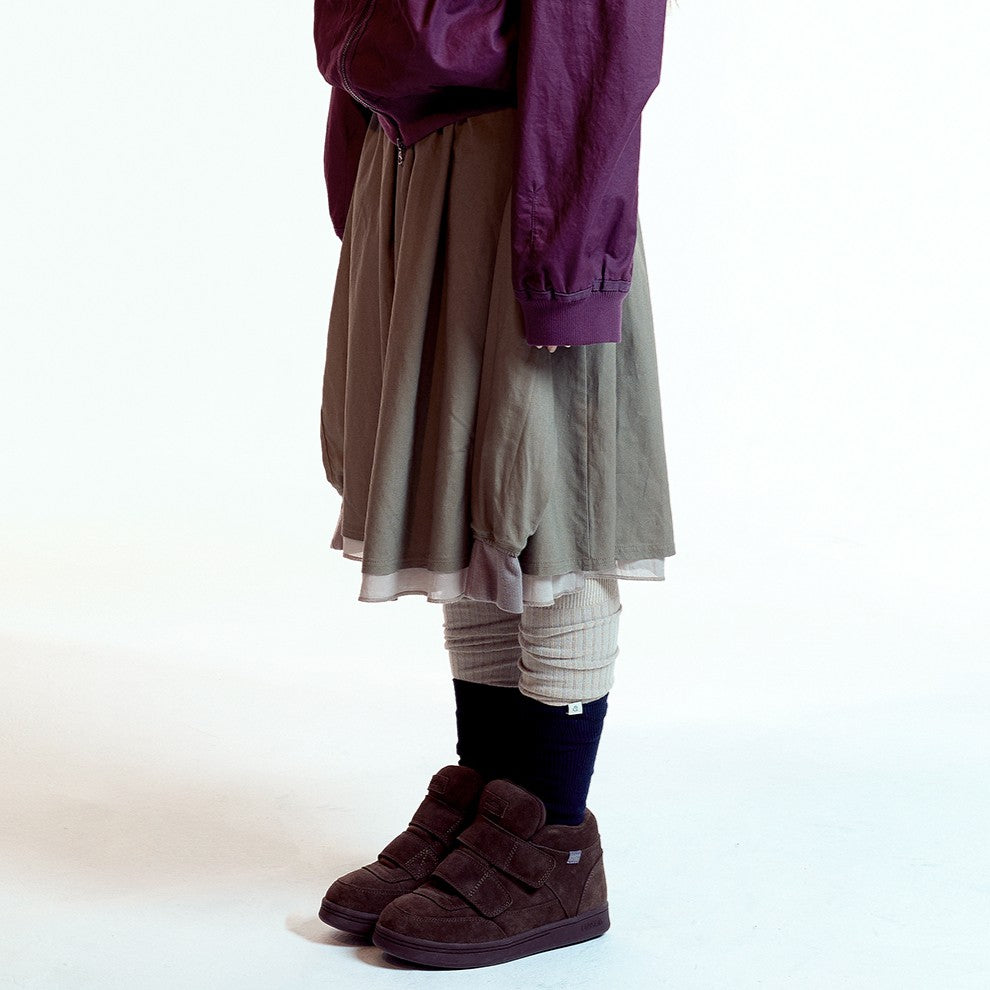 STRAP SHIRRING SKIRT / ASH BROWN / ストラップシャーリングスカート