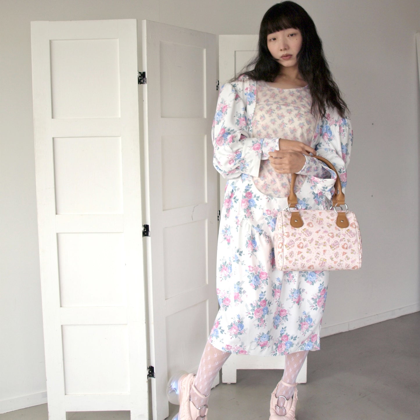 80S FLOWER / WHITE / フラワーパターンドレス