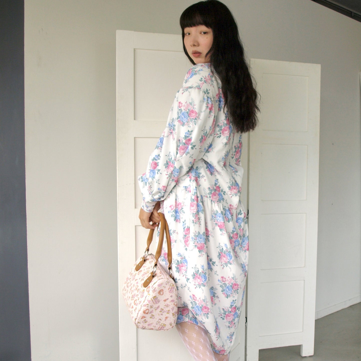 80S FLOWER / WHITE / フラワーパターンドレス