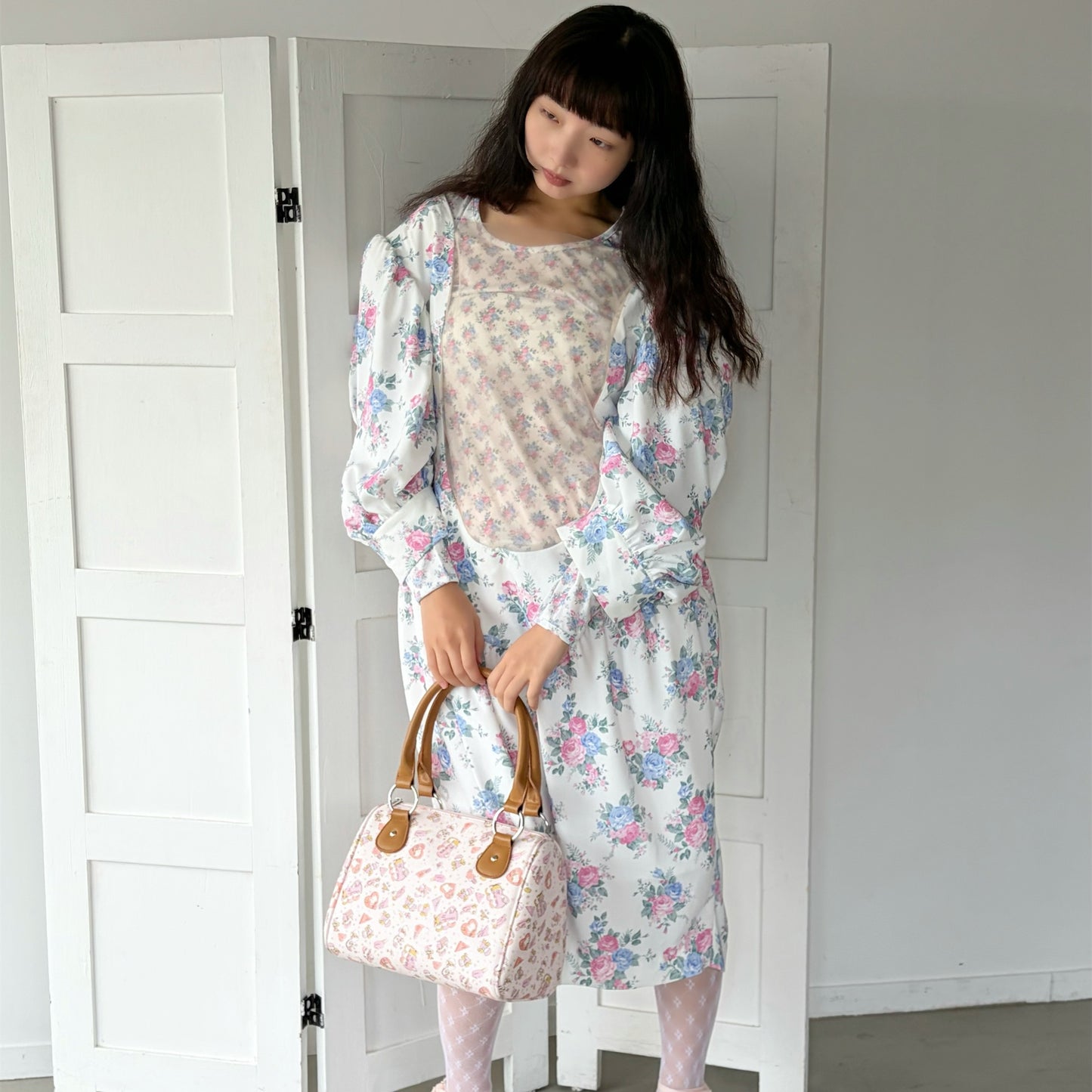 80S FLOWER / WHITE / フラワーパターンドレス