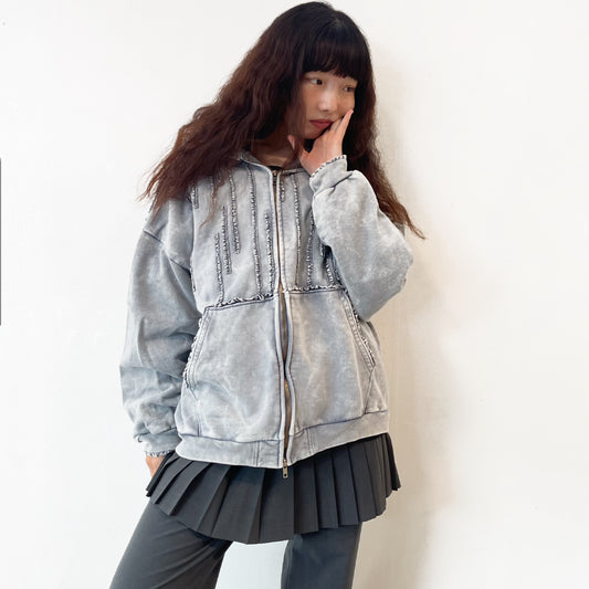 MINI FRILL WASHED PARKA / NAVY / フリルウォッシュパーカ