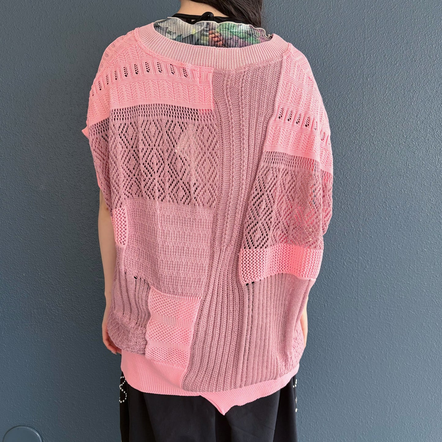 MIXED-KNIT VEST_REFLECTIVE RIB / PINK / リフレクターニットベスト