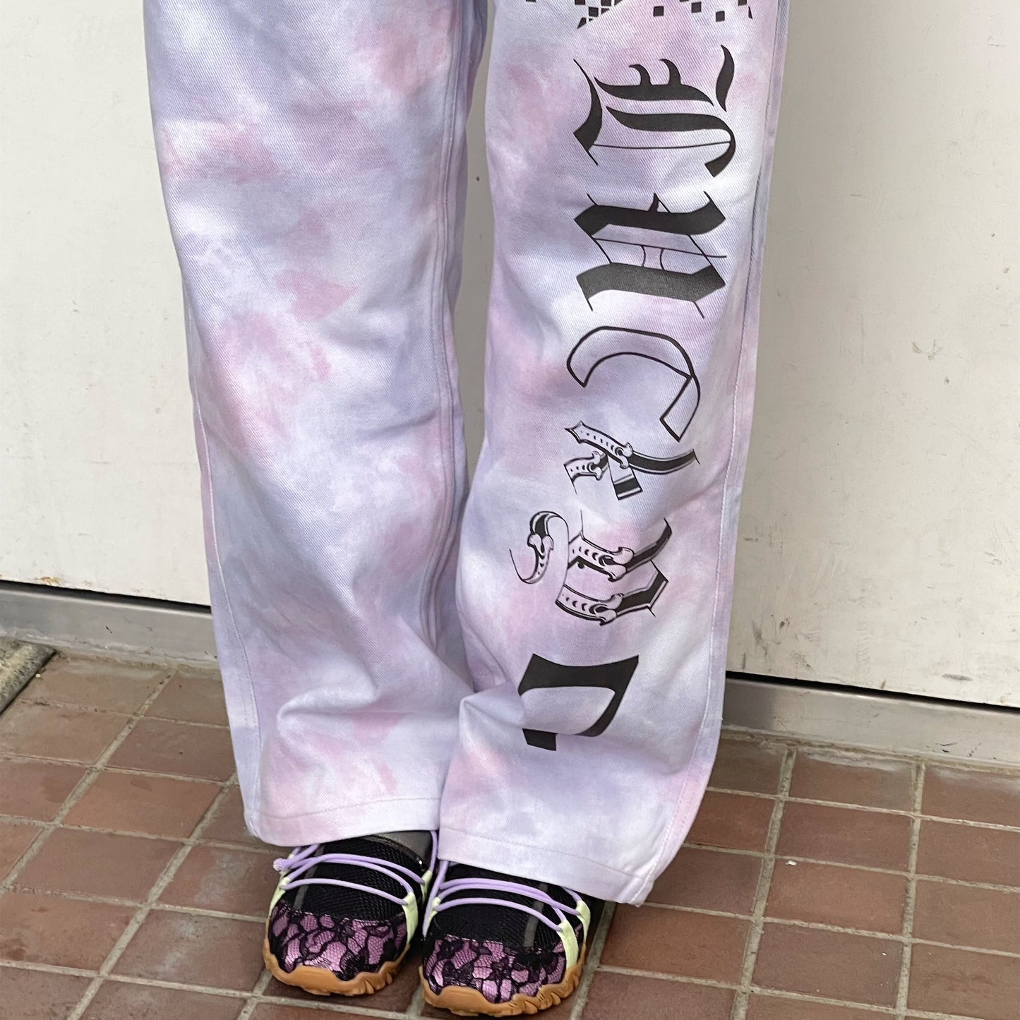 [F.E.E.S] lucky 7 dying wide denim / light purple / ダイイングワイドデニム