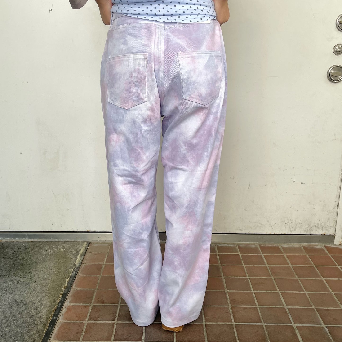 [F.E.E.S] lucky 7 dying wide denim / light purple / ダイイングワイドデニム