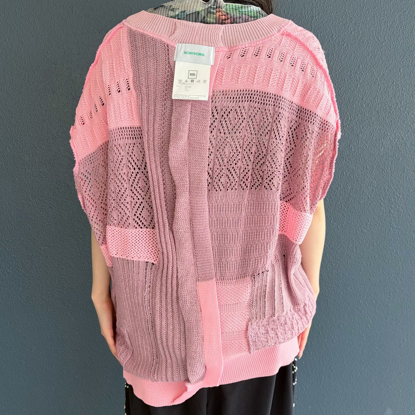 MIXED-KNIT VEST_REFLECTIVE RIB / PINK / リフレクターニットベスト