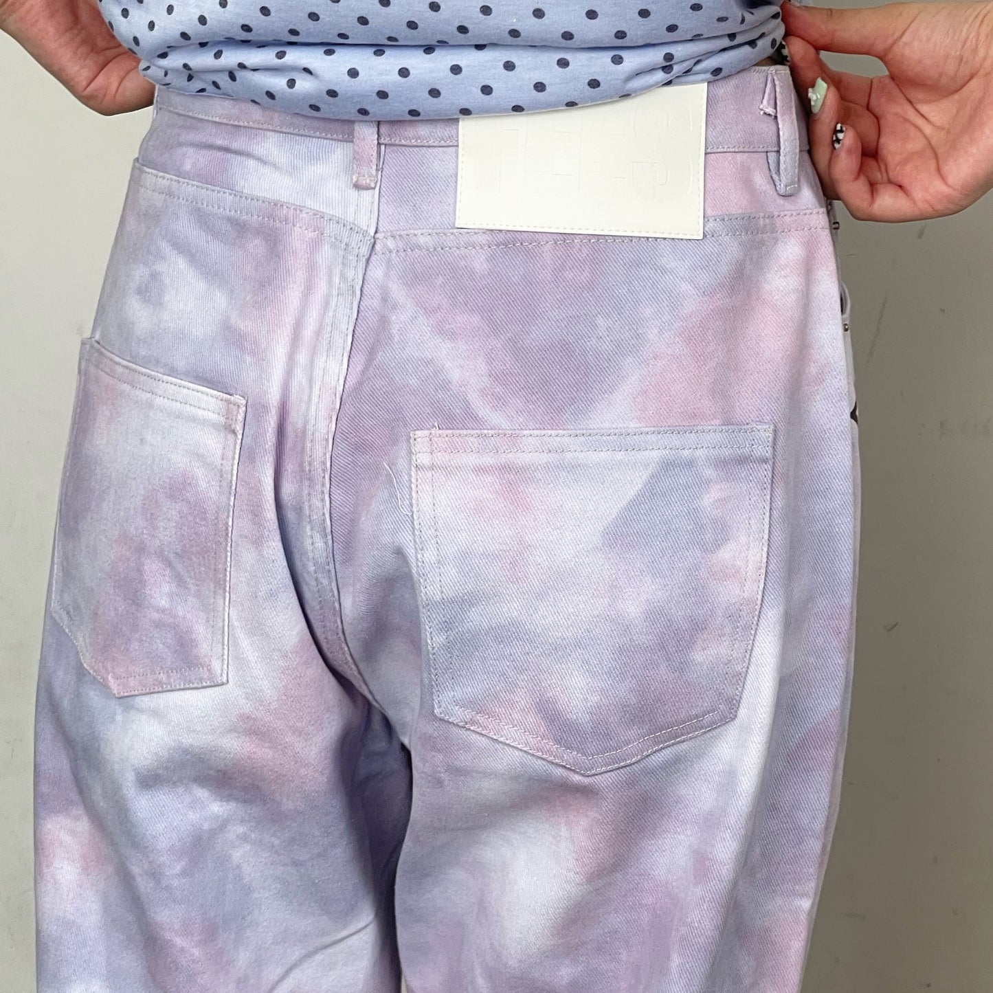 [F.E.E.S] lucky 7 dying wide denim / light purple / ダイイングワイドデニム