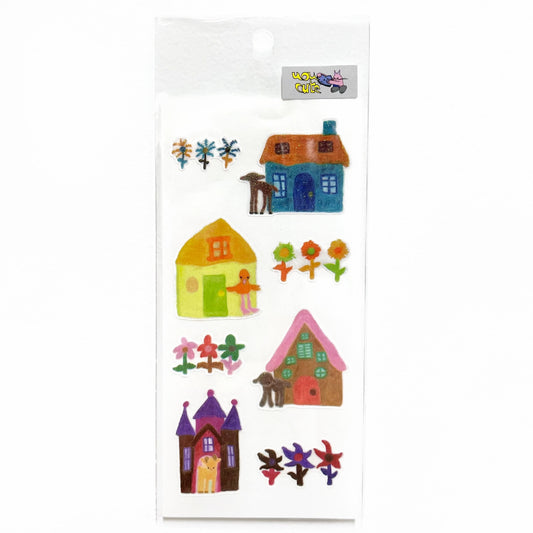 【uou_cute】Sticker - animals, houses, gardens / ステッカー