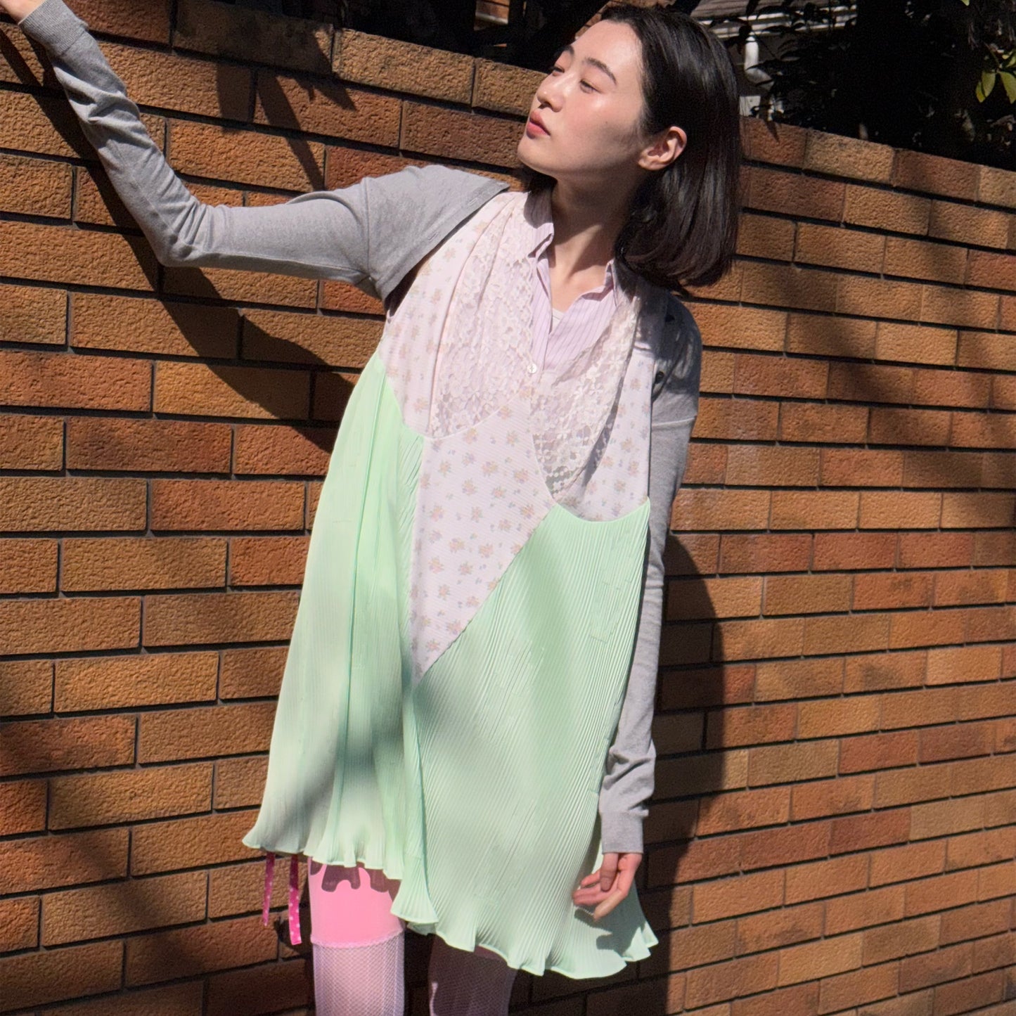 PICNIC DRESS / GREEN / プリーツワンピース
